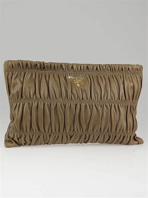 Prada Visone Nappa Gaufre Leather Pochette Clutch Bag